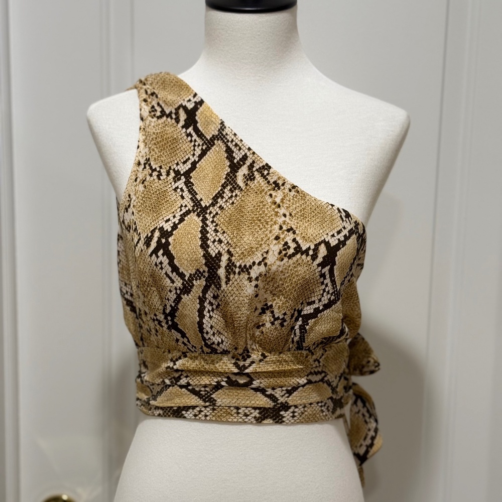 H&M snake print one-shoulder tie top #y2kfashion